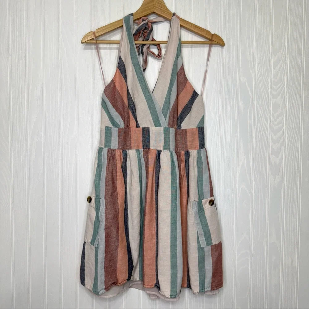 American Eagle halter dress striped size M - Picture 2 of 9